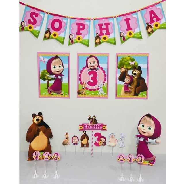 Kit festa Masha e o Urso, kit só um bolinho, decoração festa infantil Masha e o Urso