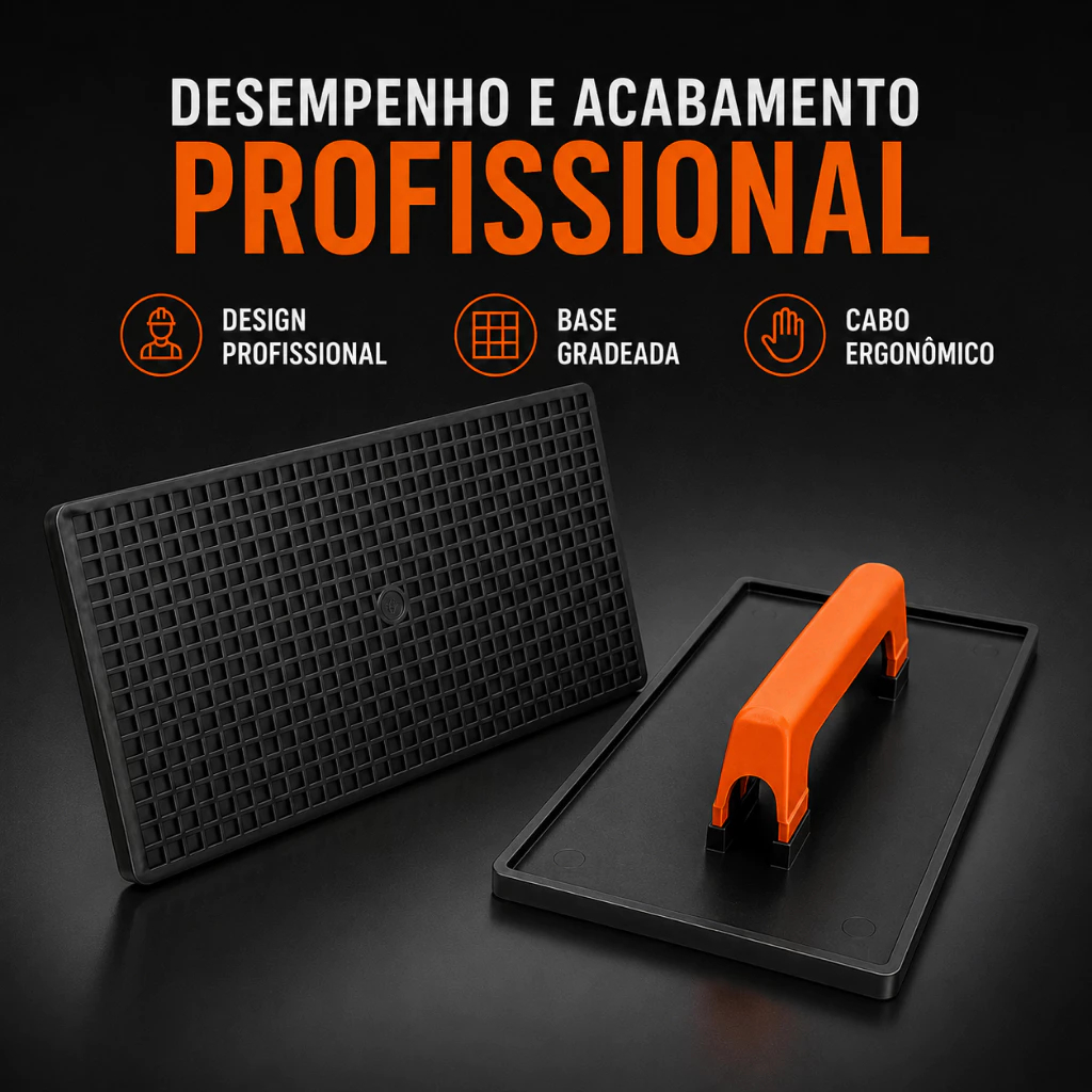 Desempenadeira Plástica para Reboco Massa Argamassa 21x38cm VMC Ergonômica Alta Resistência