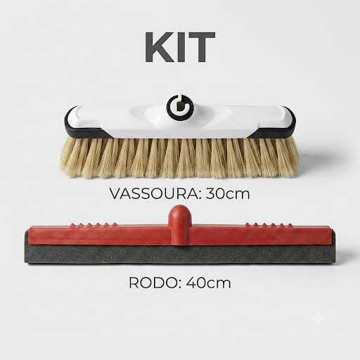 Kit Vassoura e Rodo  Premium Pisos Delicados porcelanato, madeira e vinílicos