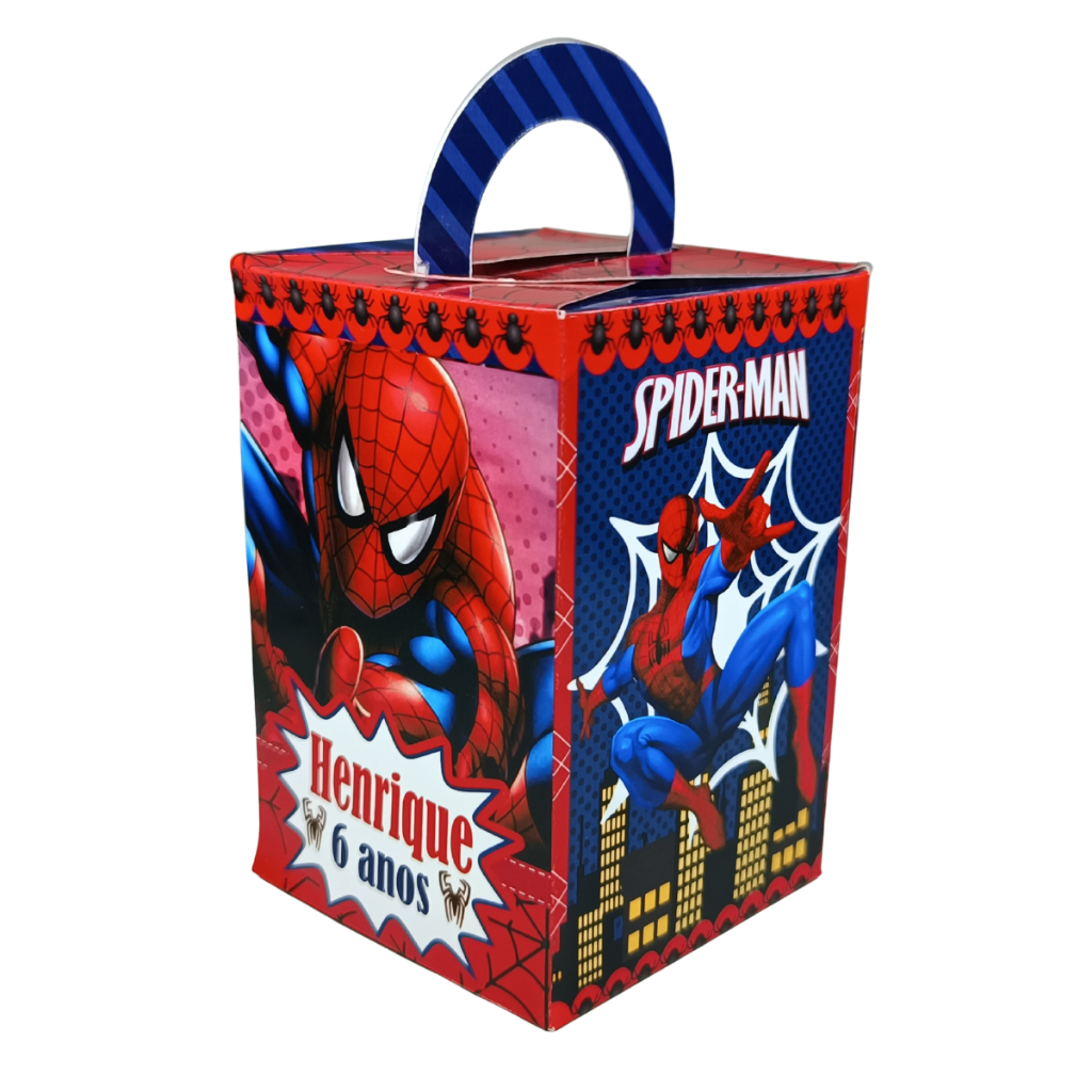 Caixinha Personalizada HOMEM ARANHA Lembrancinha PEGUE E MONTE Aniversário Festa Caixa Para Doces