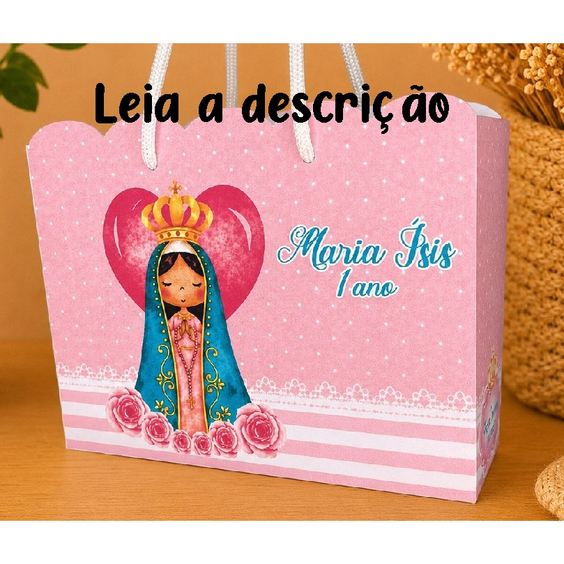 kit PEGUE E MONTE Sacola Nossa Senhora Aparecida Rosa Personalizada I para aniversário e lembrancinhas I presente