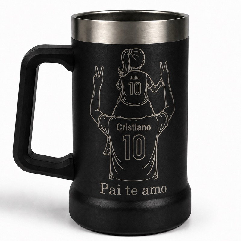 Caneca Térmica 720ml Personalizada Dia dos Pais com Nome do Pai e Filho | Presente Criativo