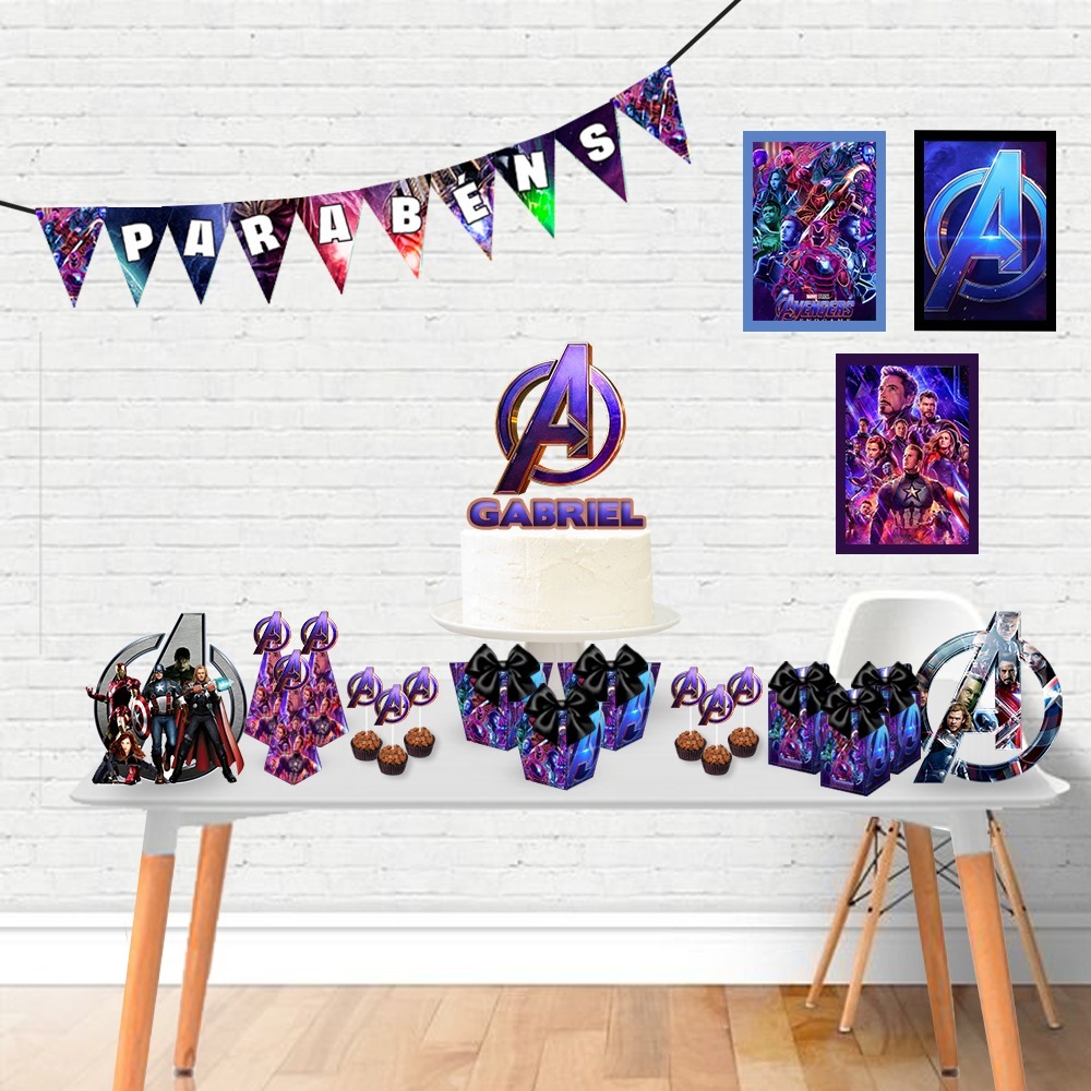 KIT FESTA VINGADORES PERSONALIZADO SÓ UM BOLINHO|MÊSVERSÁRIO ANIVERSÁRIO|100 ITENS|LEMBRANCINHA