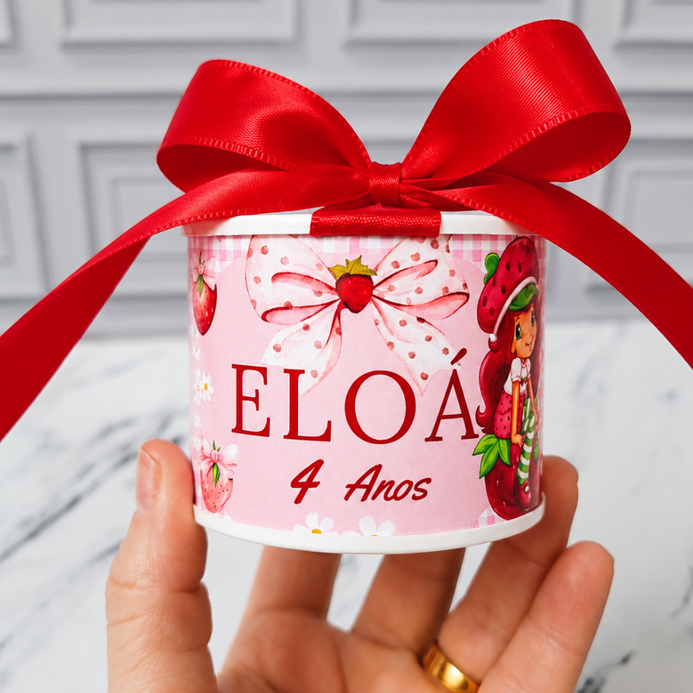 Kit Tubolatas personalizadas - Lembrancinha de maternidade - chá de bebê - Aniversário Moranguinho
