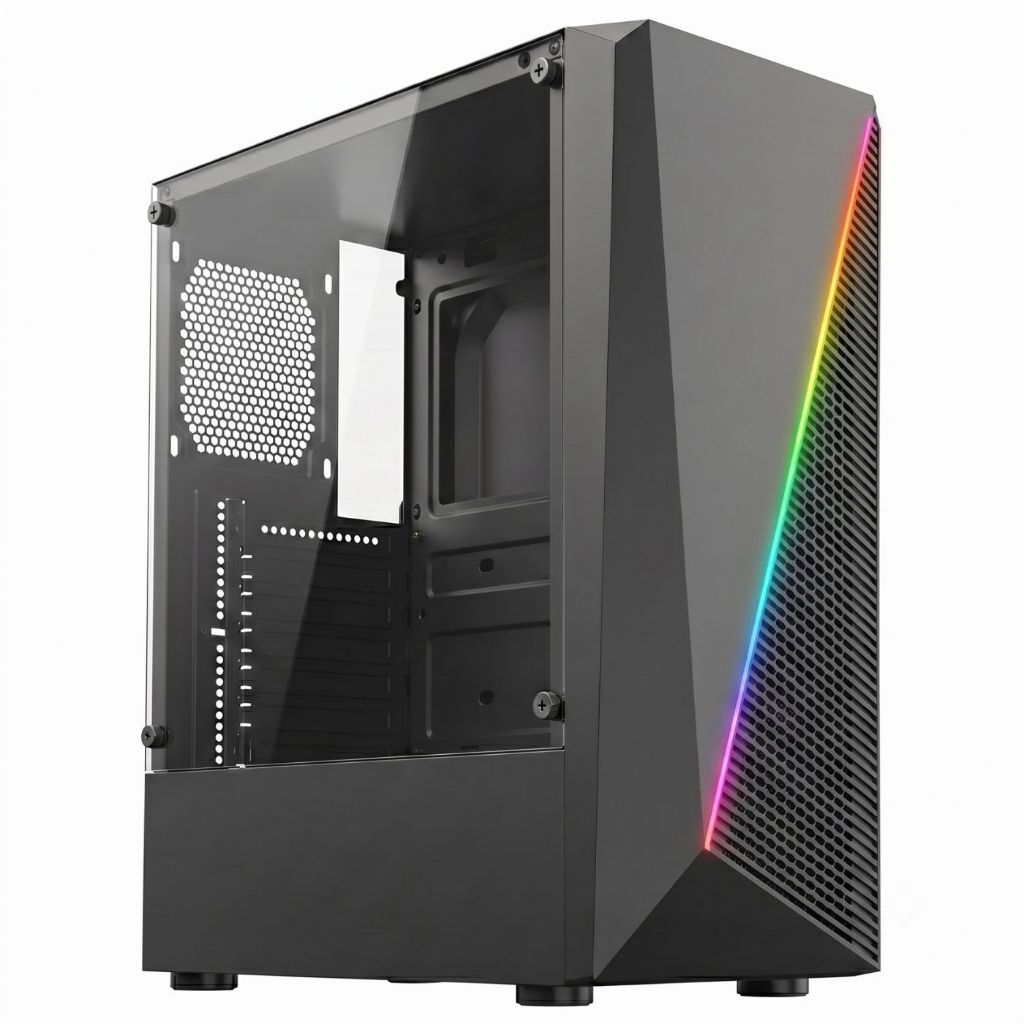Gabinete Computador Gamer Mid Tower Preto - ARGB, Vidro Temperado, pc, desktop