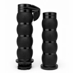 Par Manopla Emborrachada Para Motos Custom 1 Polegada Preto Cromado