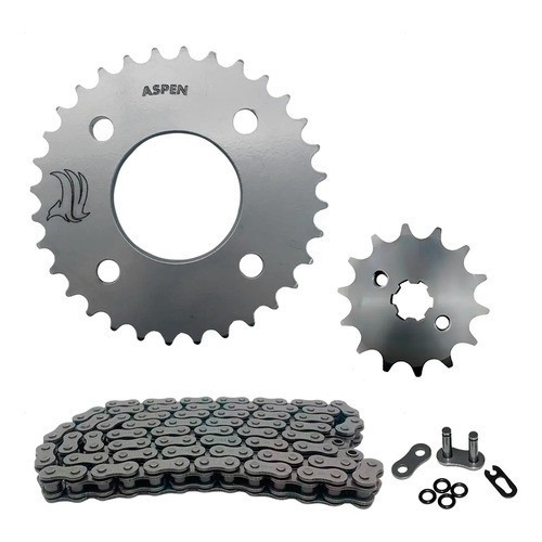 Kit Relação Aspen Corrente Com Retentor Cinza Coroa 32 Dentes Com Pinhão Titan Fan 2000 A 2008