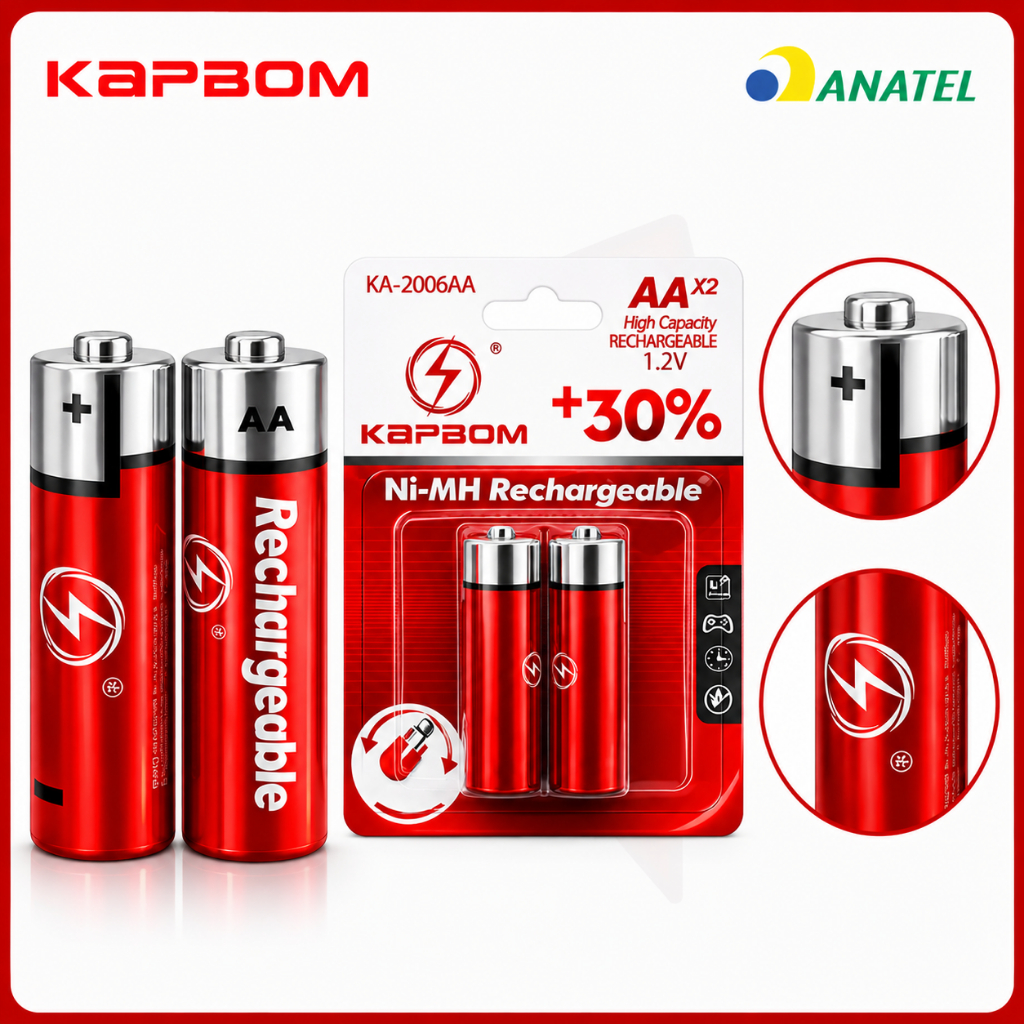 Pilha Recarregável AA AAA 1800mAh 12V NiMH Alta Duração