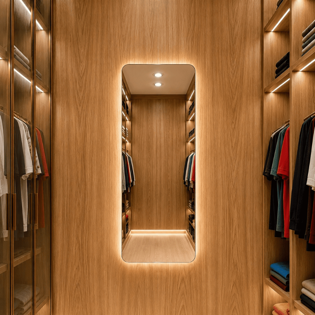Espelho Retangular 32x80cm Com Led Espelho Para Quarto Banheiro Closet Espelho Apartamento Clean