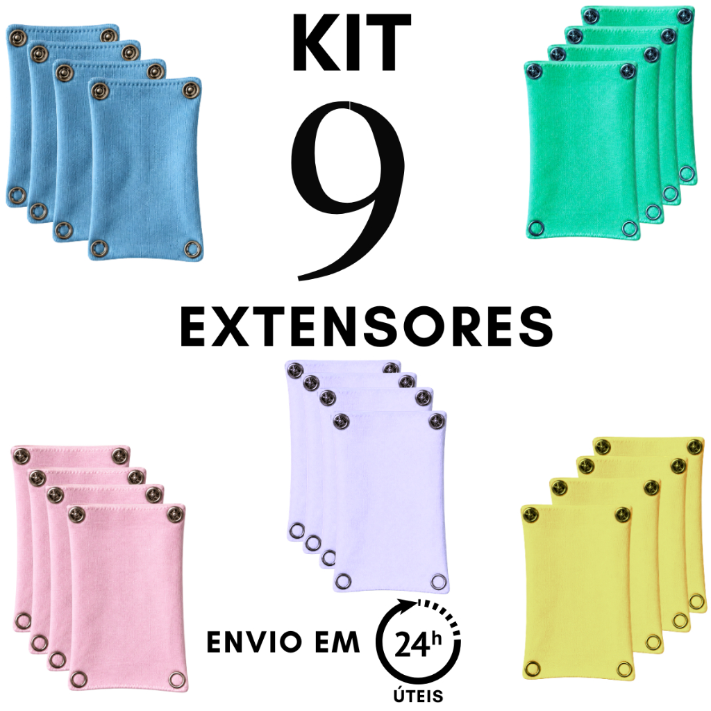 Kit 9 Extensor Body Bebê Alongador Tecido 100% Algodão Respirável Com 2 Botão Antialérgico