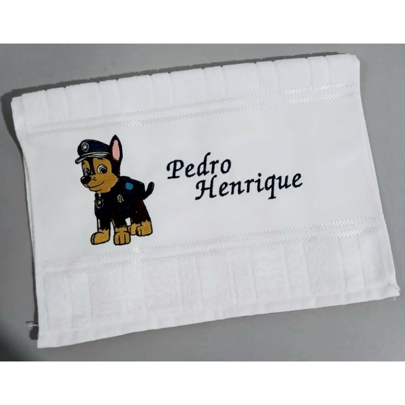 toalha de mão toalha bordada toalha infantil patrulha canina.
