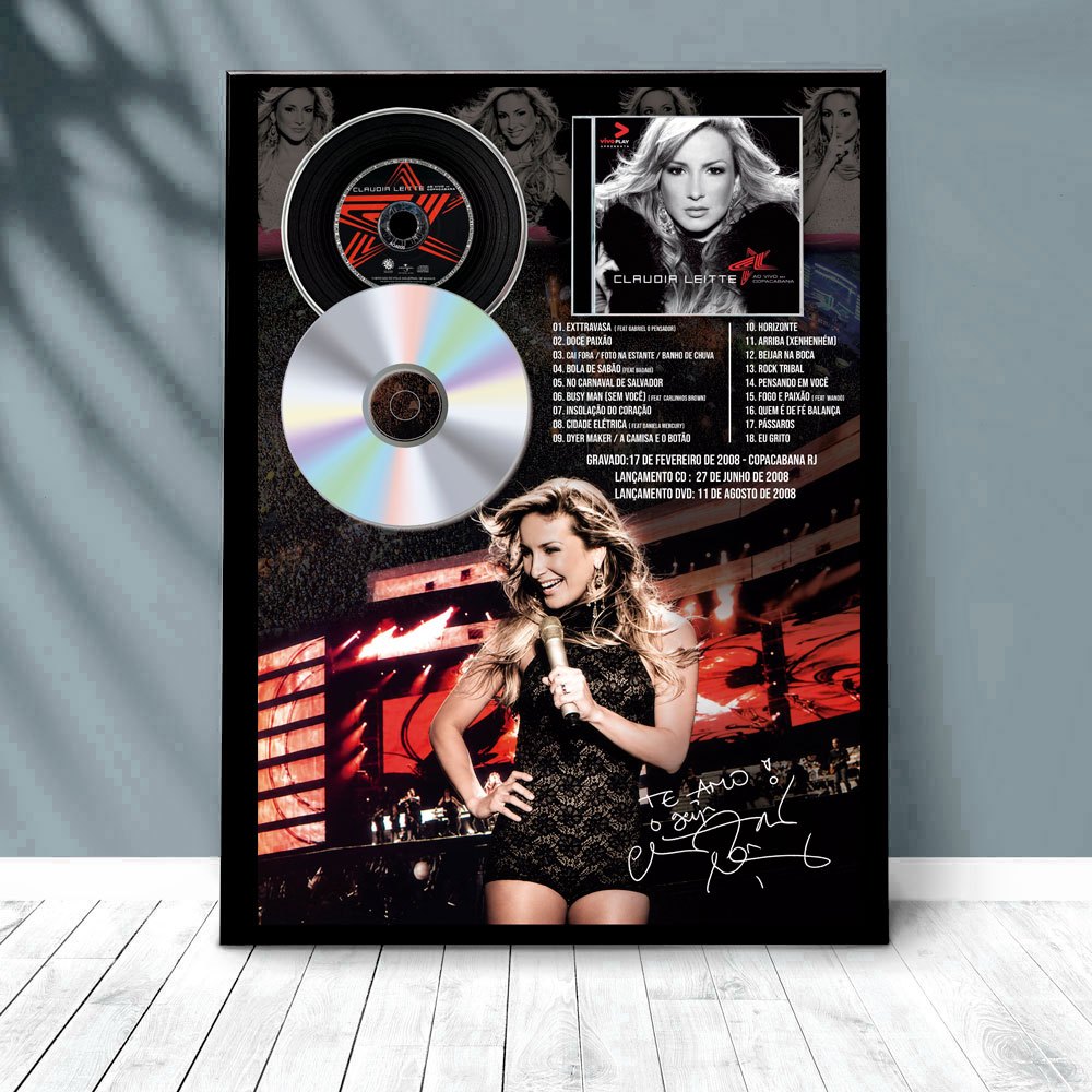 Quadro Claudia Leitte Copacabana com CD Decorativo 30x42cm