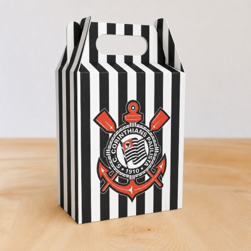 Caixa Maletinha Corinthians Personalizada | Lembrancinha Aniversário Infantil | Caixa Surpresa Festa Futebol