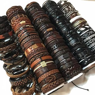 Kit 3 pulseiras de couro sintético cores variadas alta qualidade estilo vintage pulseiras masculinas