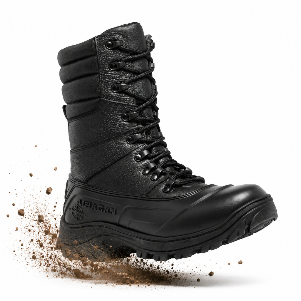 Coturno Bota Militar Titan Masculino Couro Legítimo Impermeável Cano Alto Zíper Lateral Tratorado