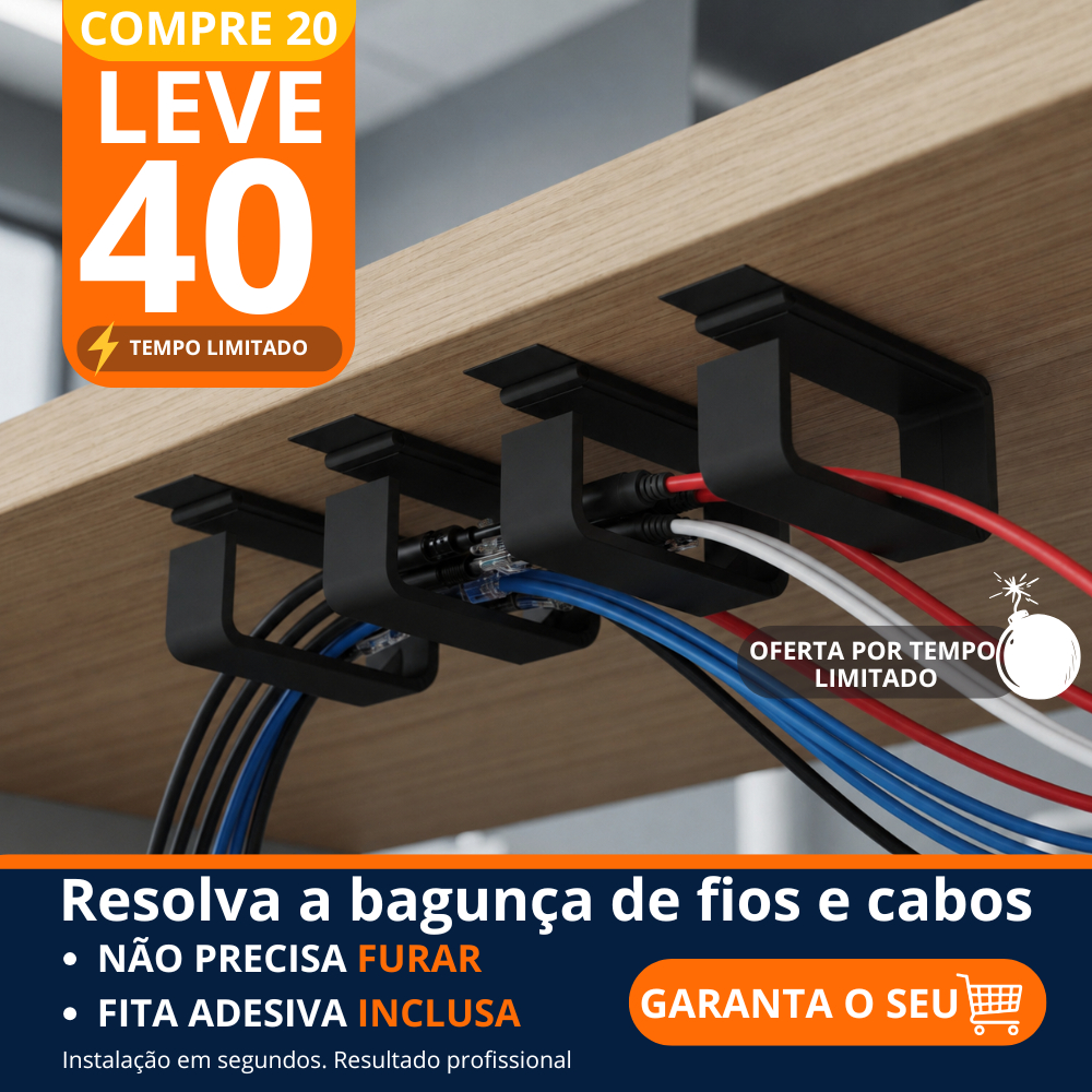 Kit 20 Organizadores de Fios e Cabos Invisível