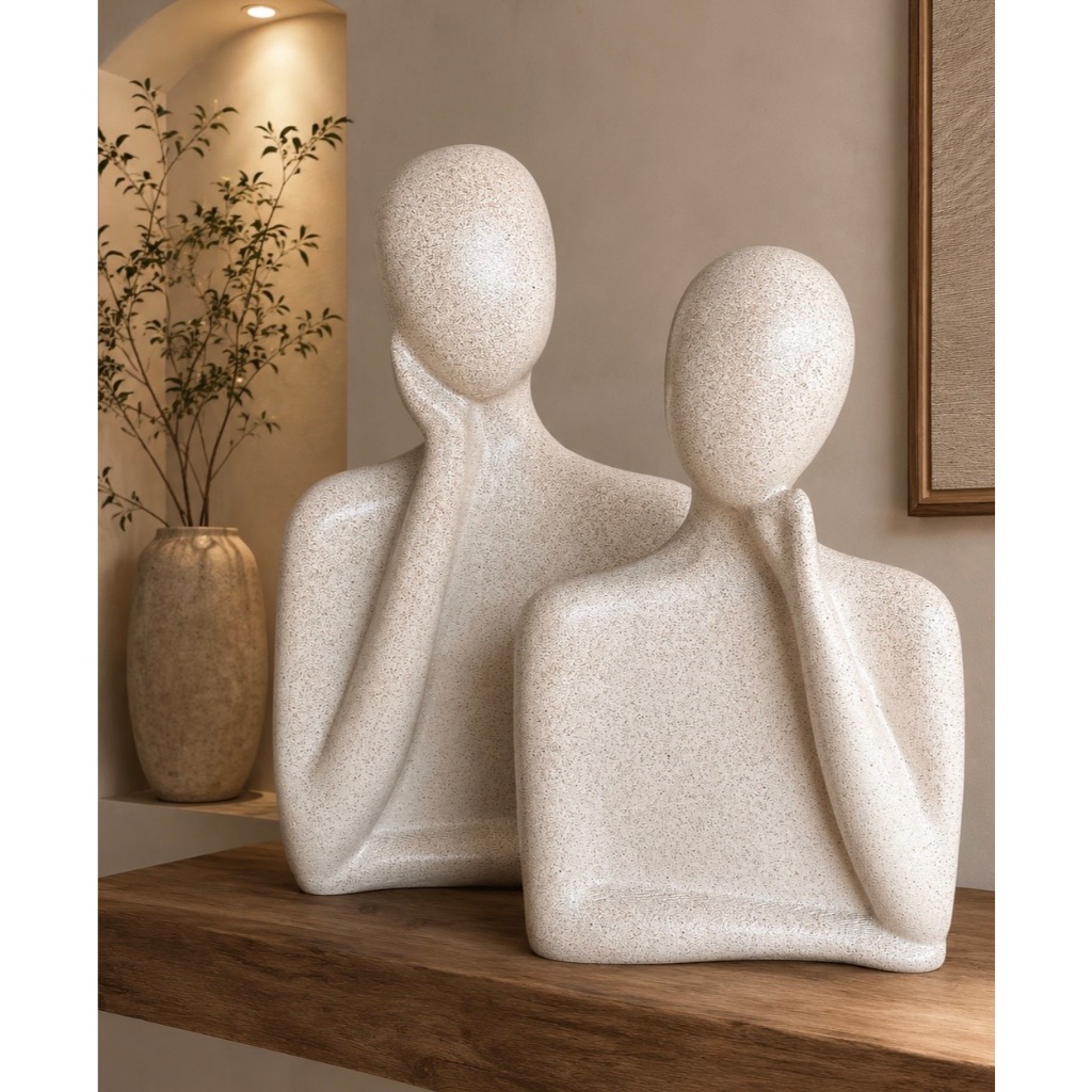 Estatuas de Casal em Gesso Minimalista - escritório - Escultura de gesso - Enfeito de sala  Estátua decorativa - present