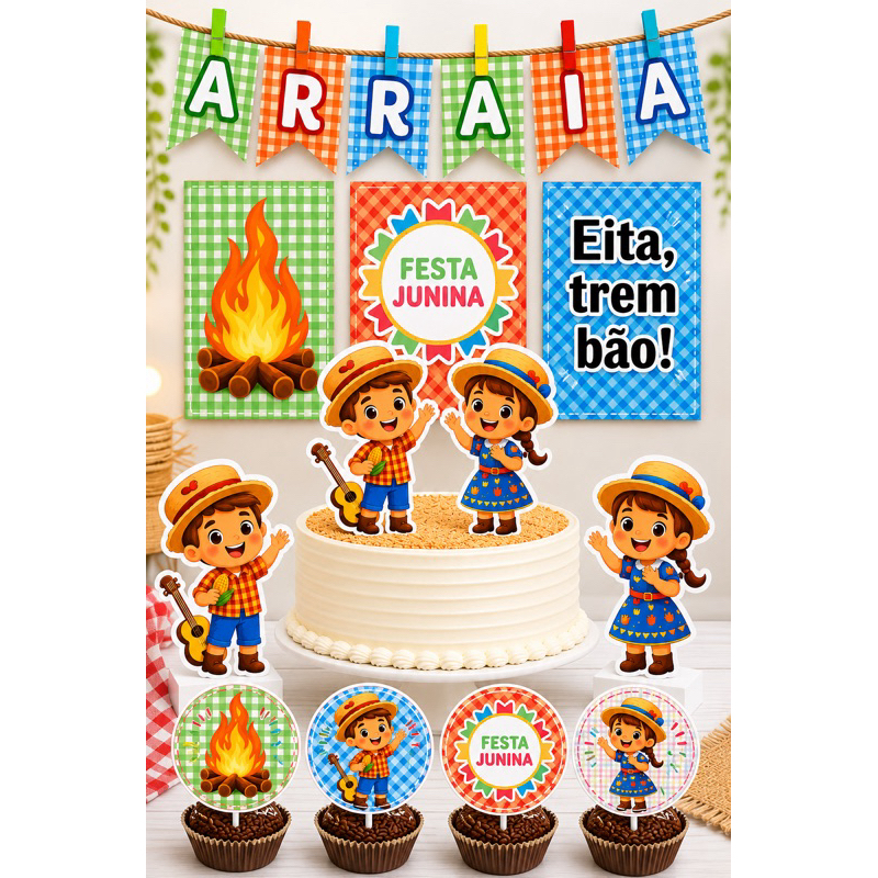 festa junina, decoração festa junina, topo de bolo junino, arraiá, kit festa junina,aniversário junino.