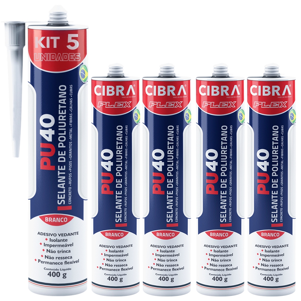 Kit 5 Selantes PU 40 / Construção Uso Geral Selante Poliuretano Adesivo Vedante Cibra Flex