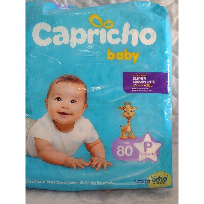 fraldas capricho Baby Tam P com 80 unidades, Tam M com 70,e Tam G com 60.pacote econômico.