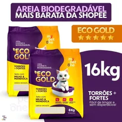 Kit 2 Areia Biodegradável Milho e Mandioca para Gatos Cat Bio Eco Gold Grãos Grossos MyPetOne - 16Kg