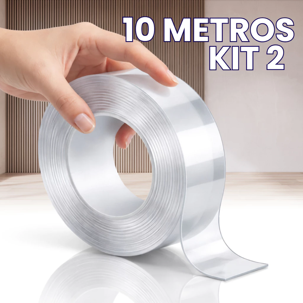 FITA DUPLA FACE NANO Kit 3M/5M/10M EXTRA FORTE , Reutilizável e à Prova D’Água Transparente — imagem 1