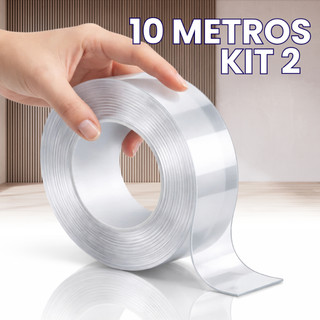 FITA DUPLA FACE NANO Kit 3M/5M/10M EXTRA FORTE , Reutilizável e à Prova D’Água Transparen…