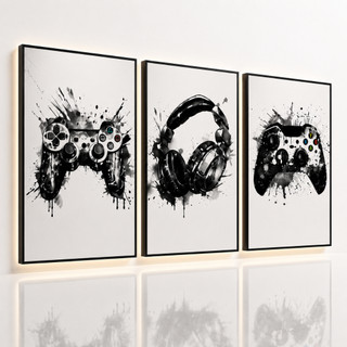 Quadro Decorativo Controle Videogame Gamer Fone Headset 122x60 Quarto