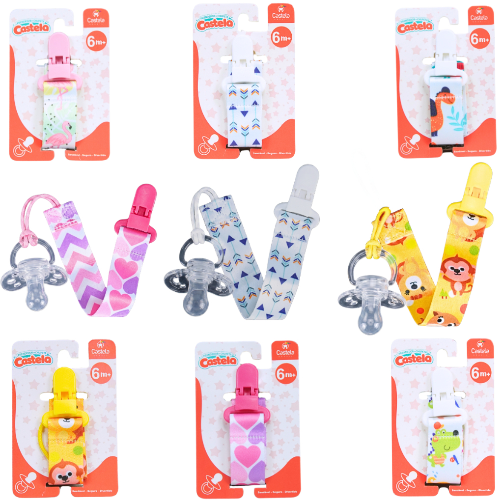 Prendedor de Chupeta Infantil Seguro e Prático Para Bebe - Castela
