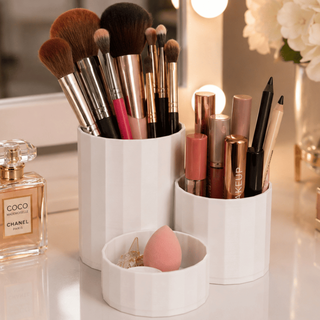 Porta Pincel Organizador Maquiagem Multifuncional Branco