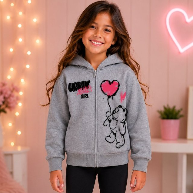 Jaqueta Infantil Menina Moletom Capuz E Zíper Casaco Inverno