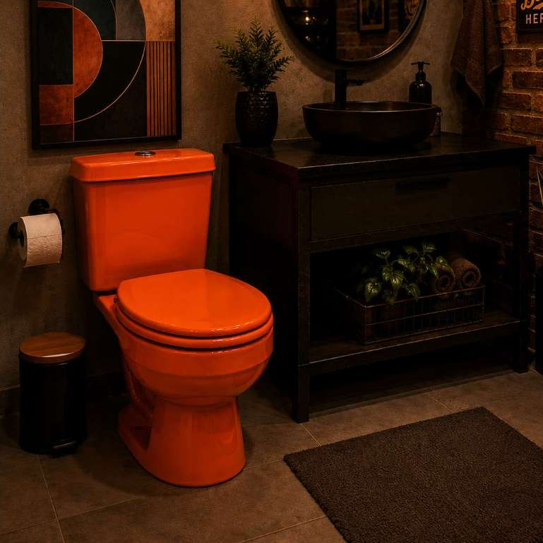 Vaso Sanitário Redondo Araxá Laranja Luxo com Caixa Acoplada – Destaque na Decoração