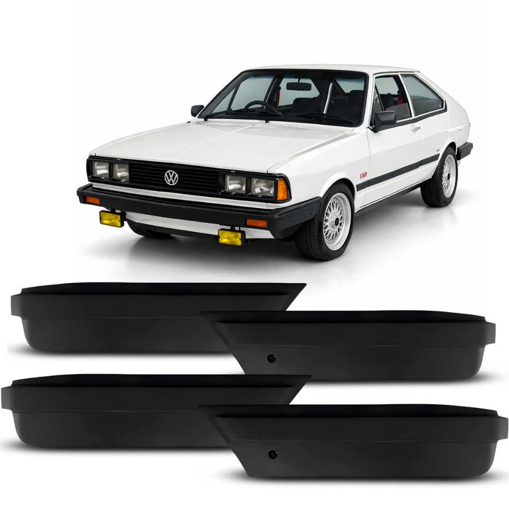 Kit Polaina Parachoque Passat 1983 a 1985 Ponteira Dianteira e Traseira Preta
