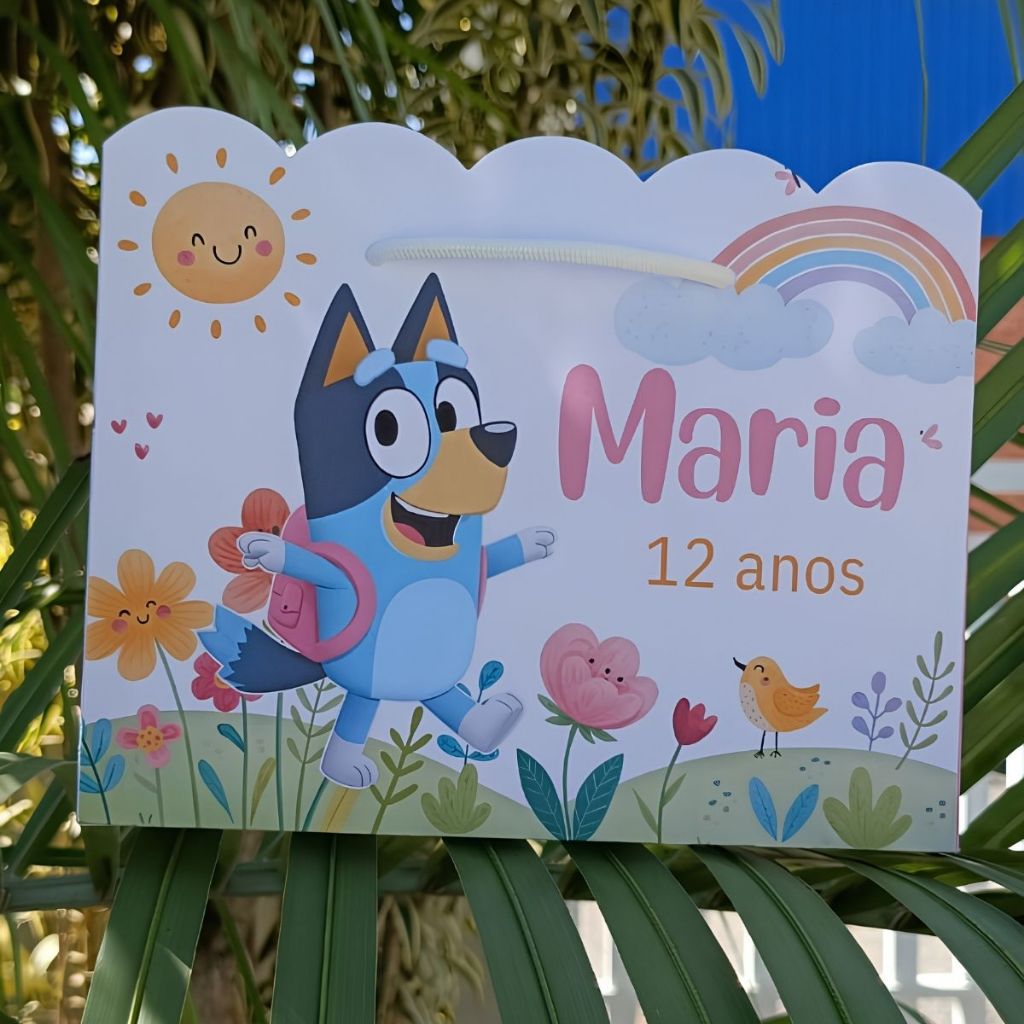 sacolinha personalizada bluey menina, sacolinha bluey,lembrancinha,anivesario,bluey PEGUE E MONTE