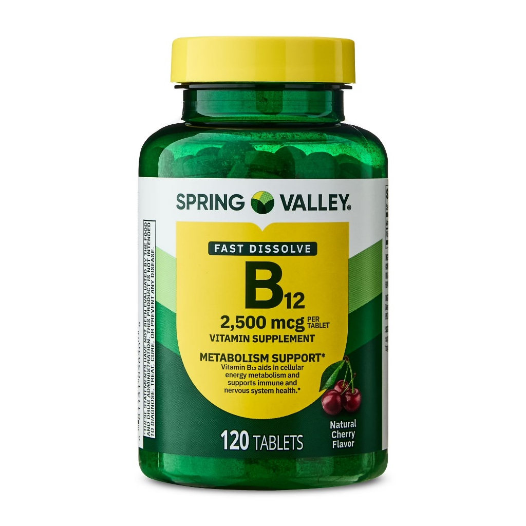 Vitamina B12 2500mcg 120 Comprimidos Spring Valley Cereja IMPORTADO EUA