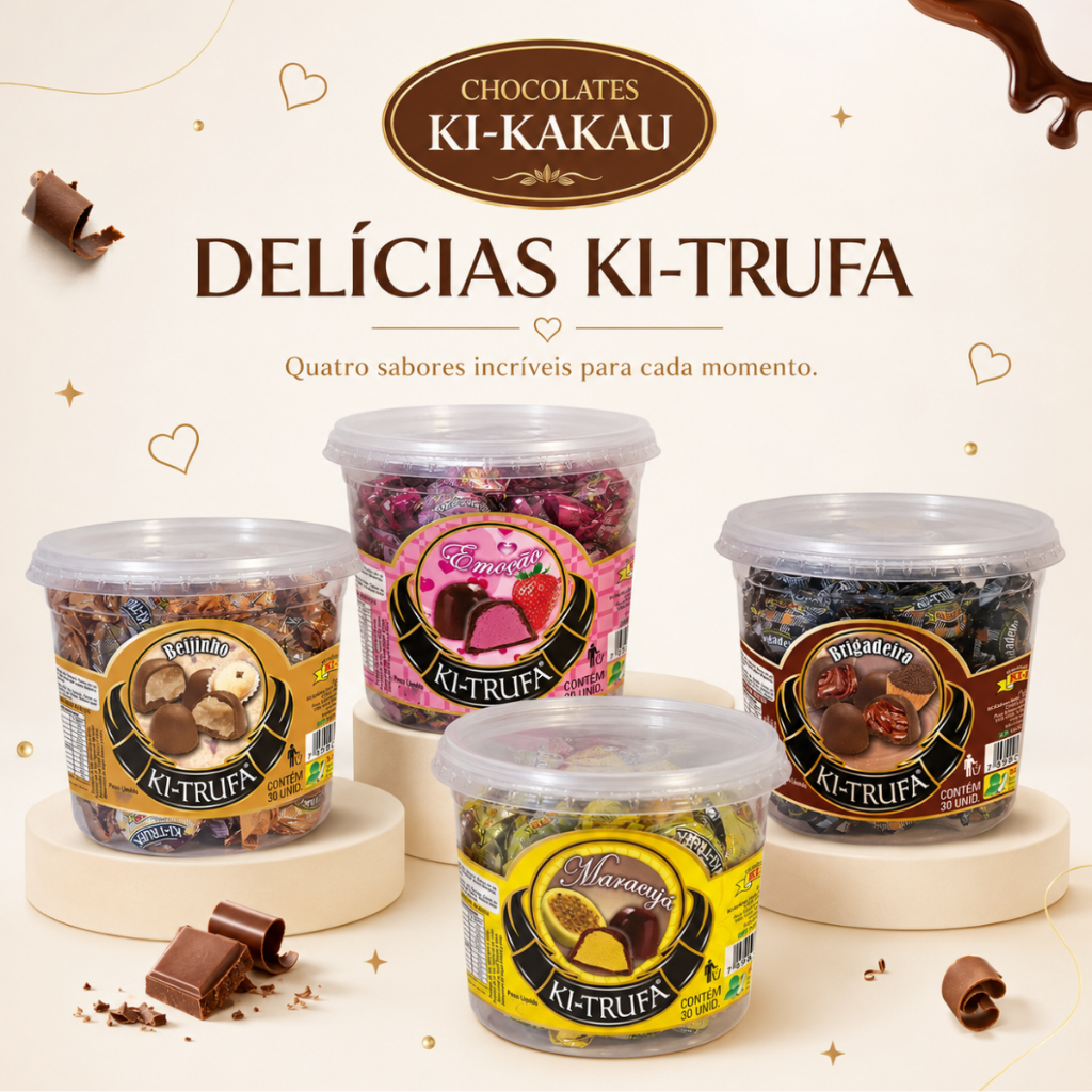 Pote De Trufas Ki-Kakau 510g 30 Unidades Chocolate Ki-Trufa
