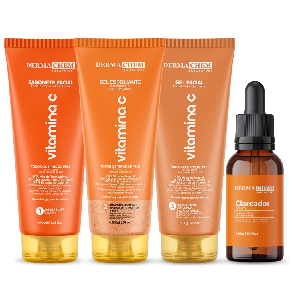 Kit Completo de Skin Care com Vitamina C e Clareador Facial