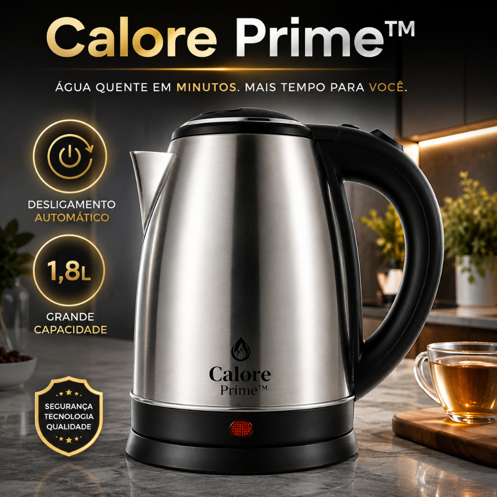 Chaleira Elétrica Inox 1,8L 1000W Aquecimento Rápido Desligamento Automático Base 360° 127 V