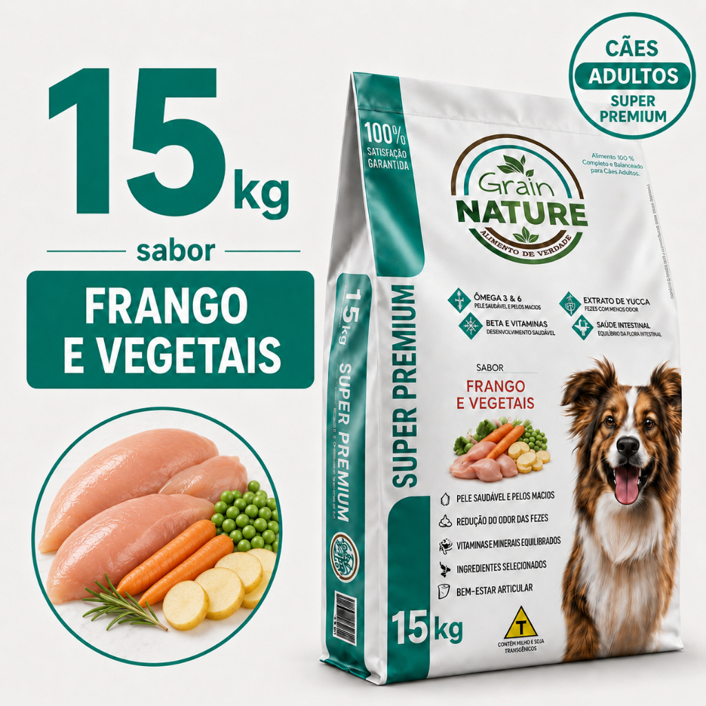 Ração Super Premium 15kg para Cães com Ômega 3 e 6
