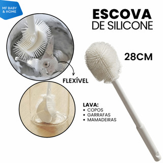 Escova de Limpeza Multifuncional Flexível Para Garrafas Mamadeiras Liquidificador De Sili…