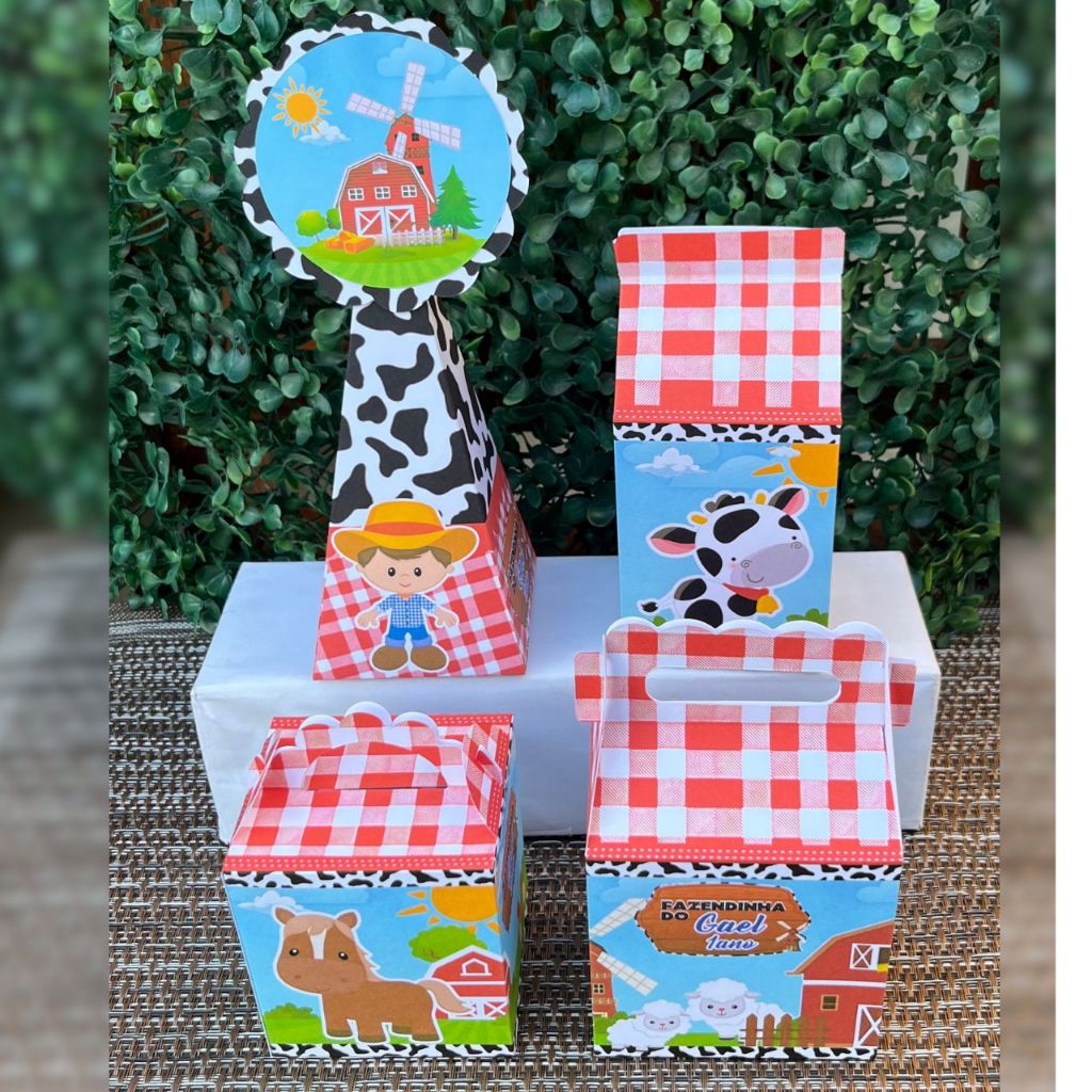 Lembrancinha caixinha personalizada Fazendinha Menino kit Lembrancinha Fazendinha aniversario kit festa mimos decoração