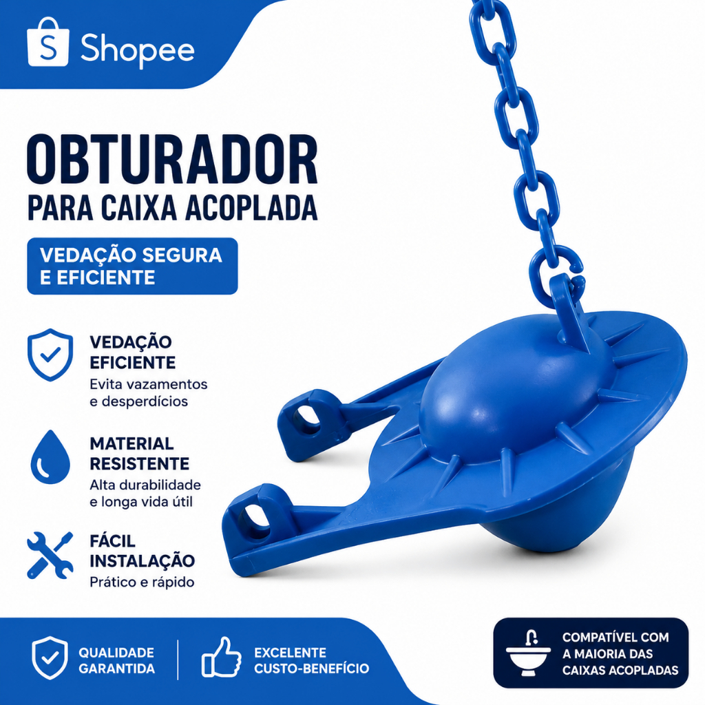 Reparo Caixa Descarga Acoplada Obturador Universal Com Corrente