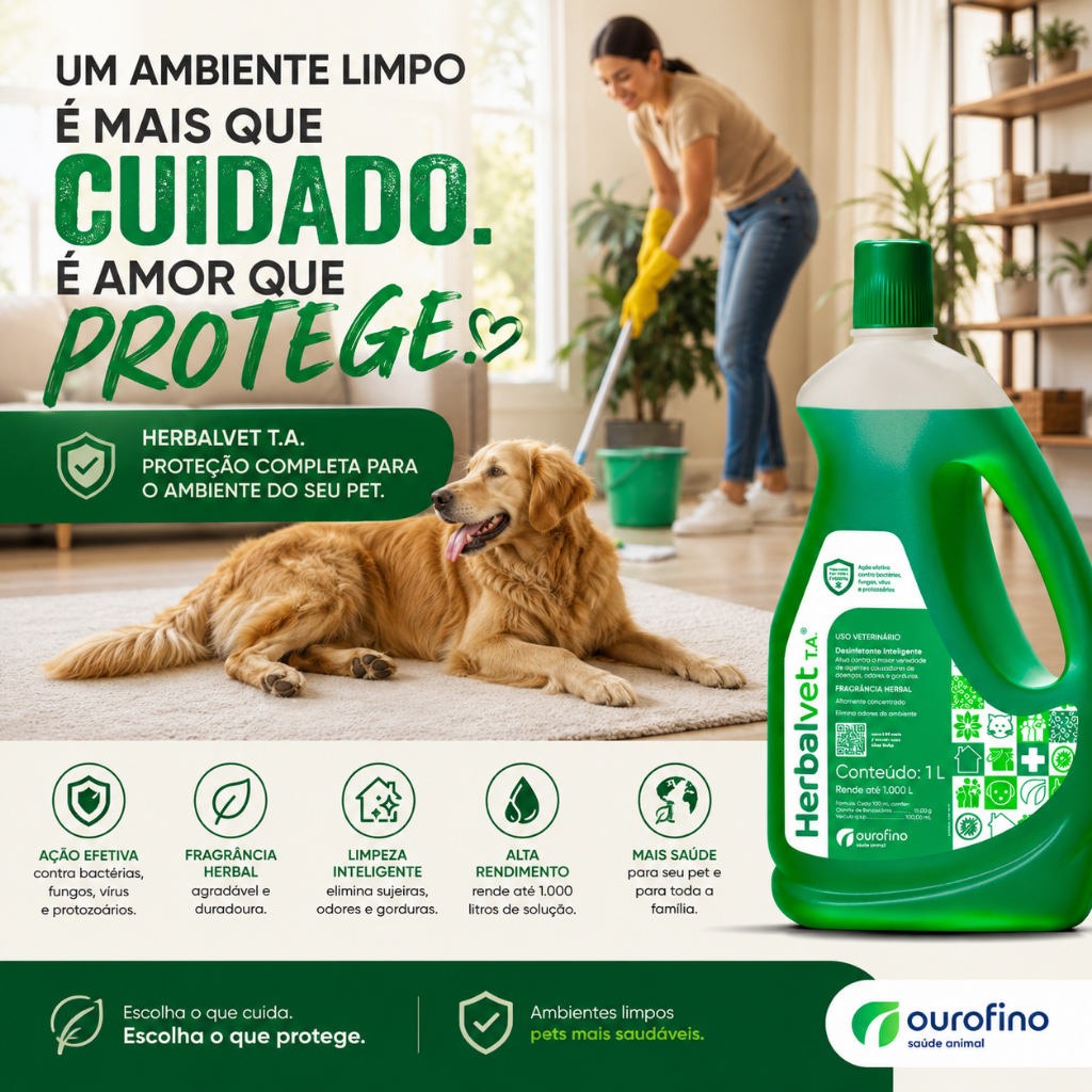 Herbalvet Desinfetante Concentrado Bactericida Eliminador Odores Pet - 1 Litro — imagem 2 de 2