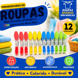 KIT COM 60, 48, 36, 24, 12 UNIDADES DE PRENDEDOR DE ROUPAS, PLÁSTICO EMBORRACHADO