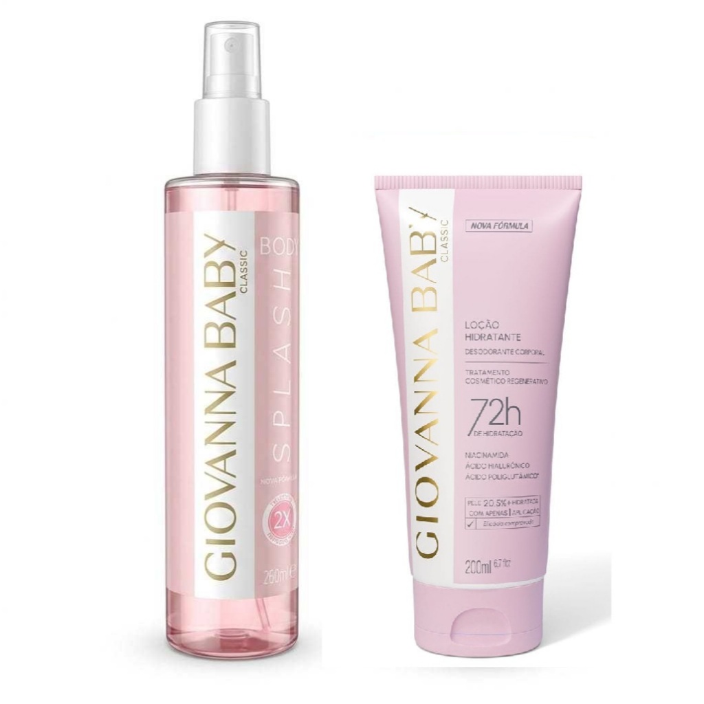 Kit Giovanna Baby Body Splash Rosa Classic 260ml + Loção Hidratante Rosa Classic 200ml