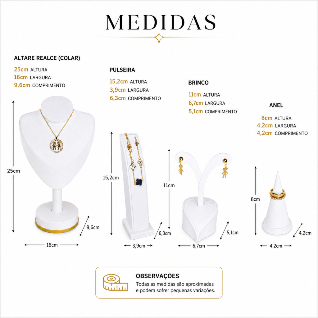 Kit 4 Expositores Joias Colar Brinco Anel Pulseira Altare — imagem 2 de 2