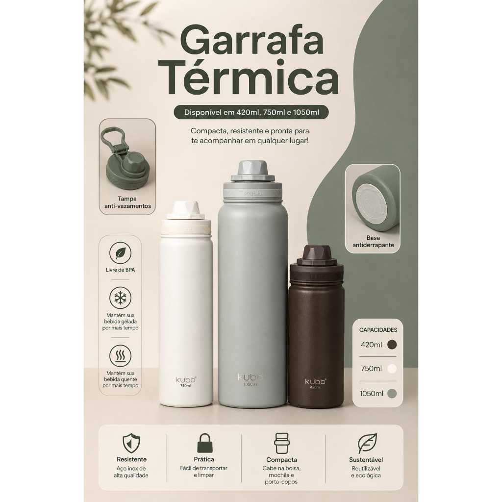 KUBB Garrafa Térmica Inox para Água 420ml — foto 2