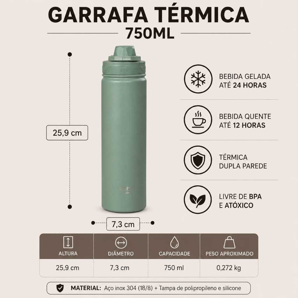 KUBB Garrafa Térmica Inox para Água 420ml — foto 7