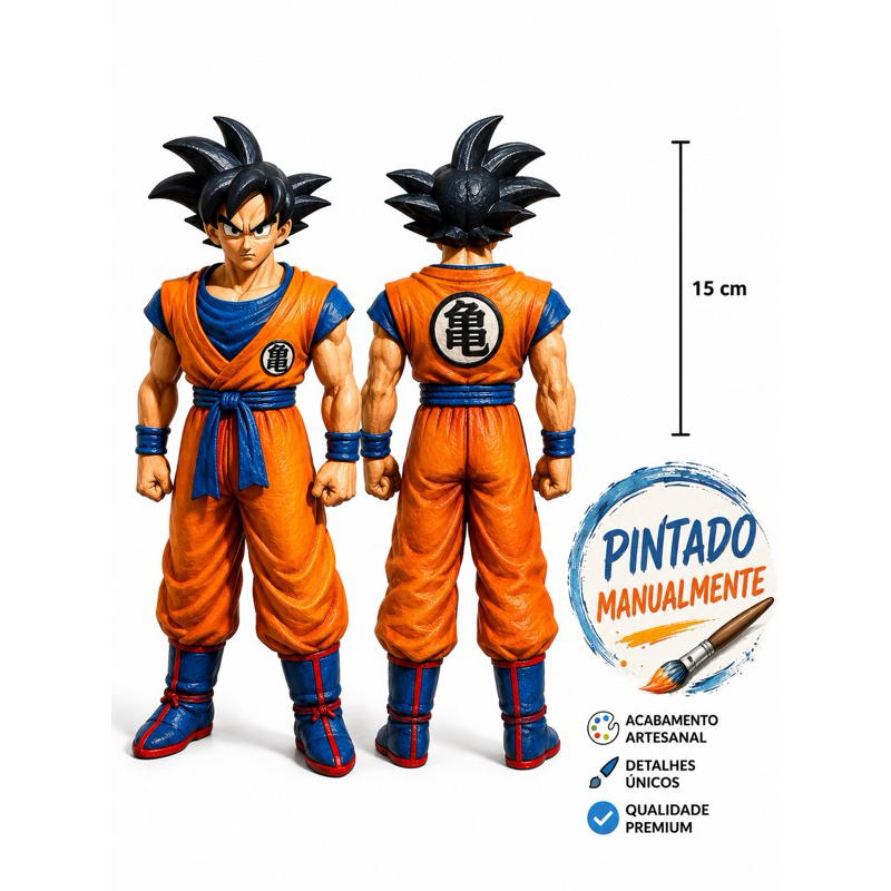 Boneco Goku 15cm Dragon Ball Z Pintado à Mão Action Figure Colecionável Decoração Anime