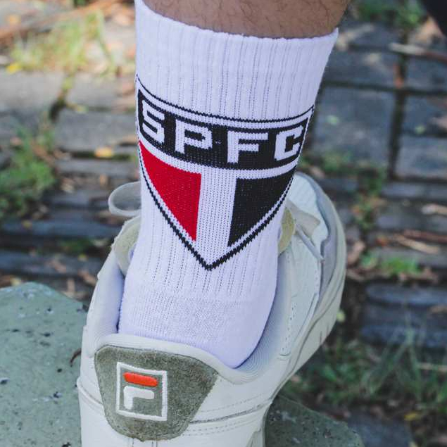 Meias São Paulo Original Licenciado Esporte Adulto 38 a 43 Corrida Time Futebol Performance Tricolor